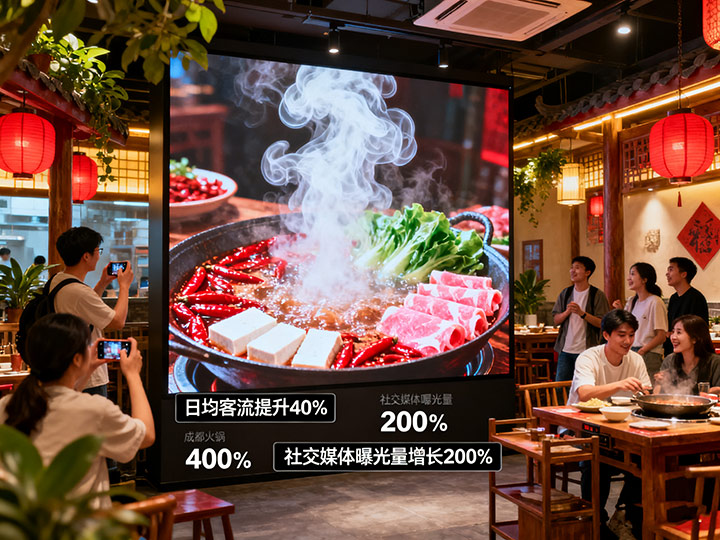 一塊 LED 屏帶火一家火鍋店：成都餐飲行業(yè)的 &ldquo;數(shù)字視覺營(yíng)銷&rdquo; 新玩法|成都LED顯示屏